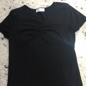 A tight black crop top from hollister
